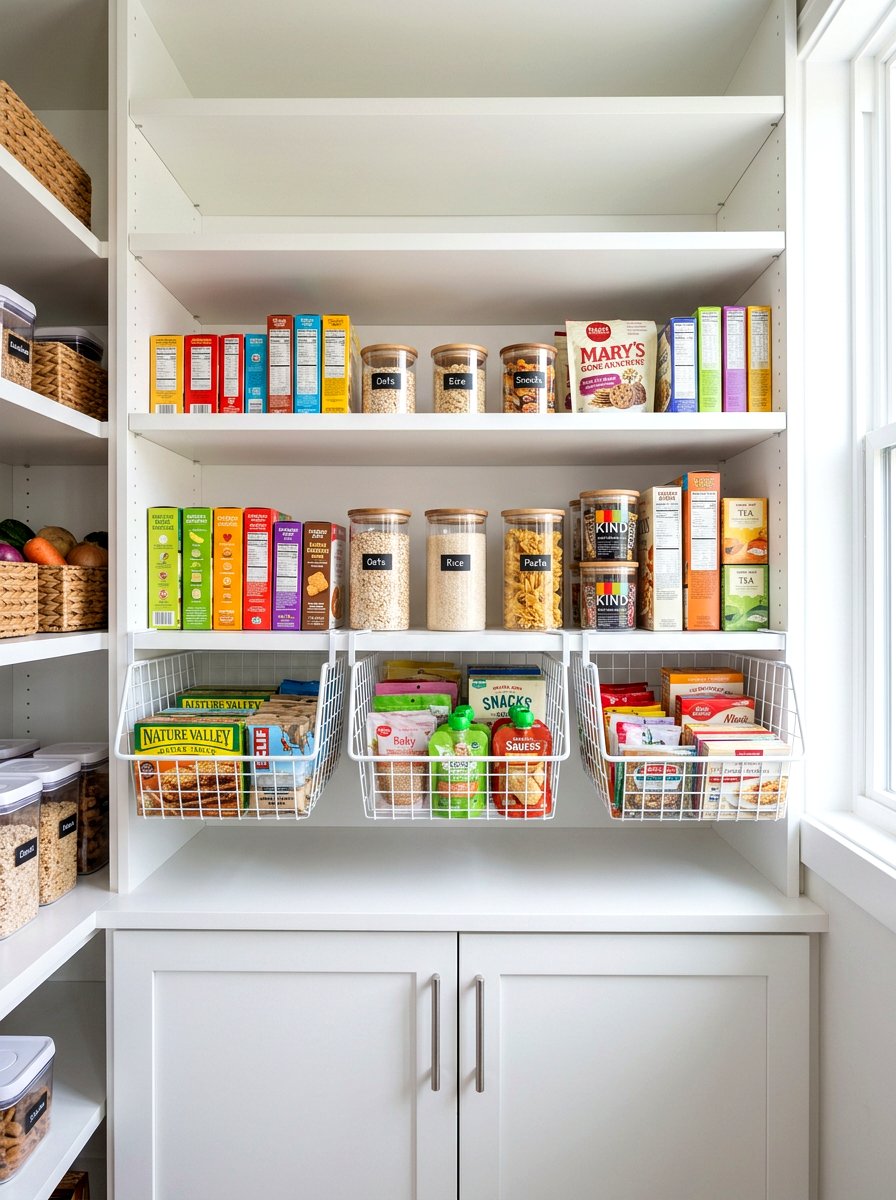 Under Shelf Wire Baskets - 30 pantry reset ideas