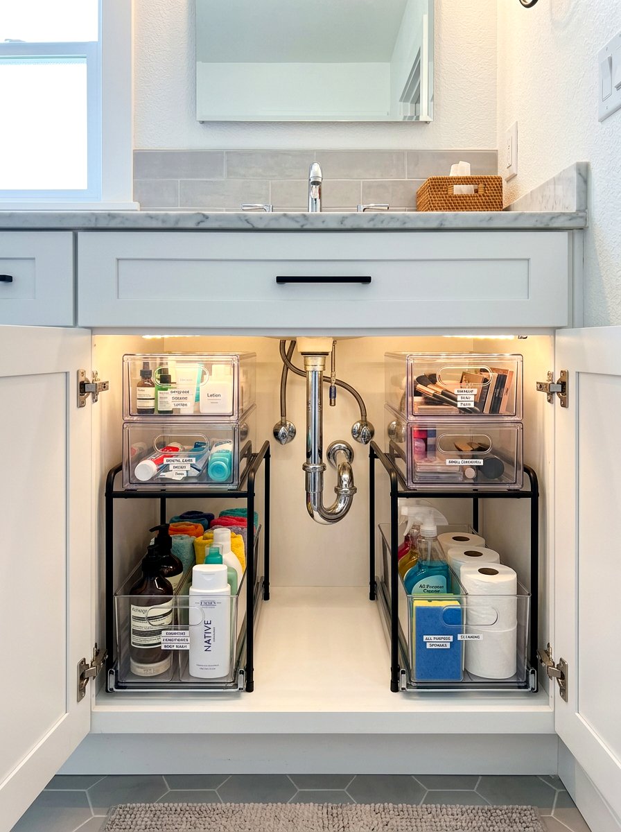 Under Sink Cabinet Organizer Bathroom - 30 small rental bathroom ideas