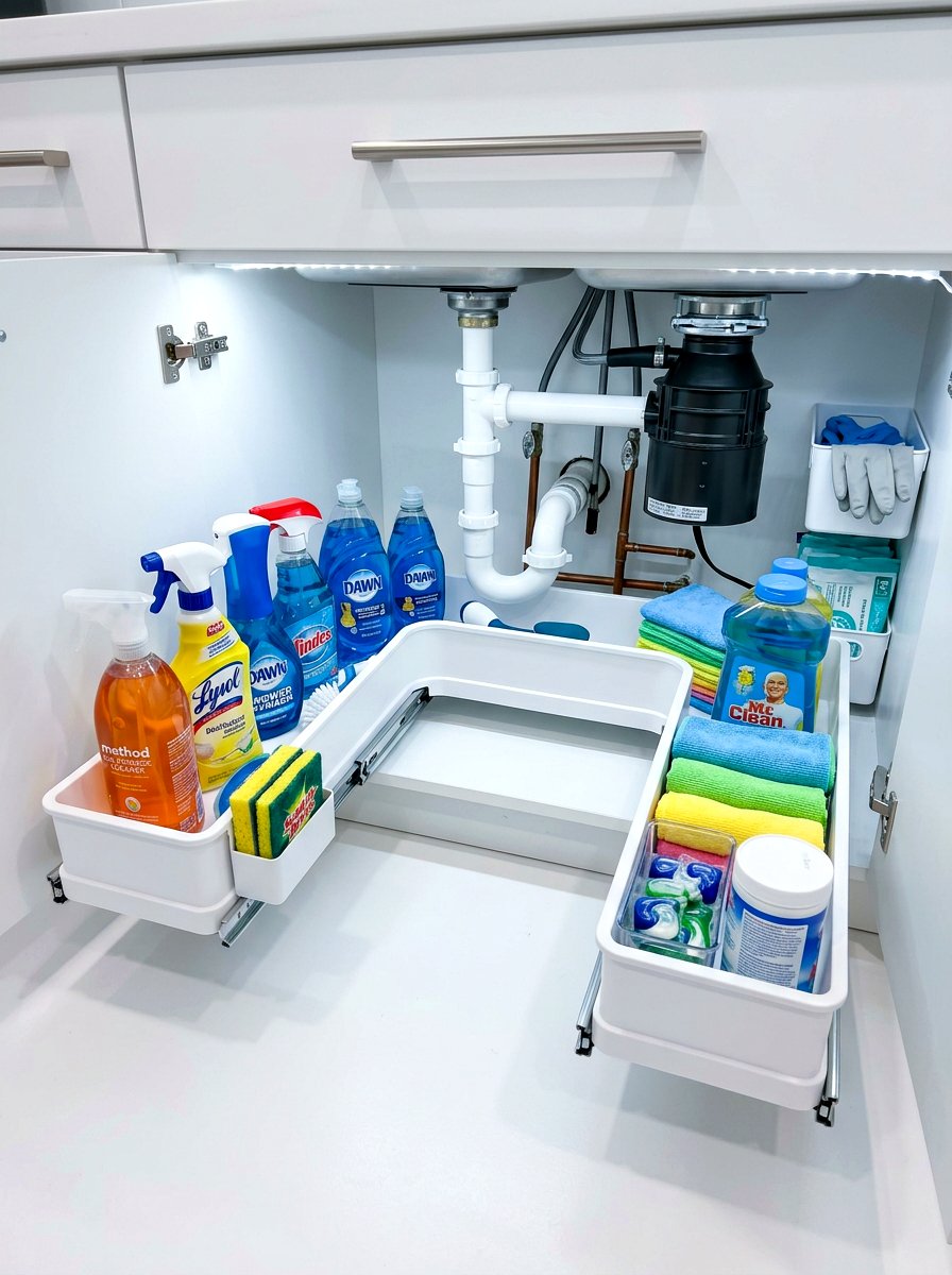 Under Sink Cleaning Storage - 30 kitchen drawer pantry ideas