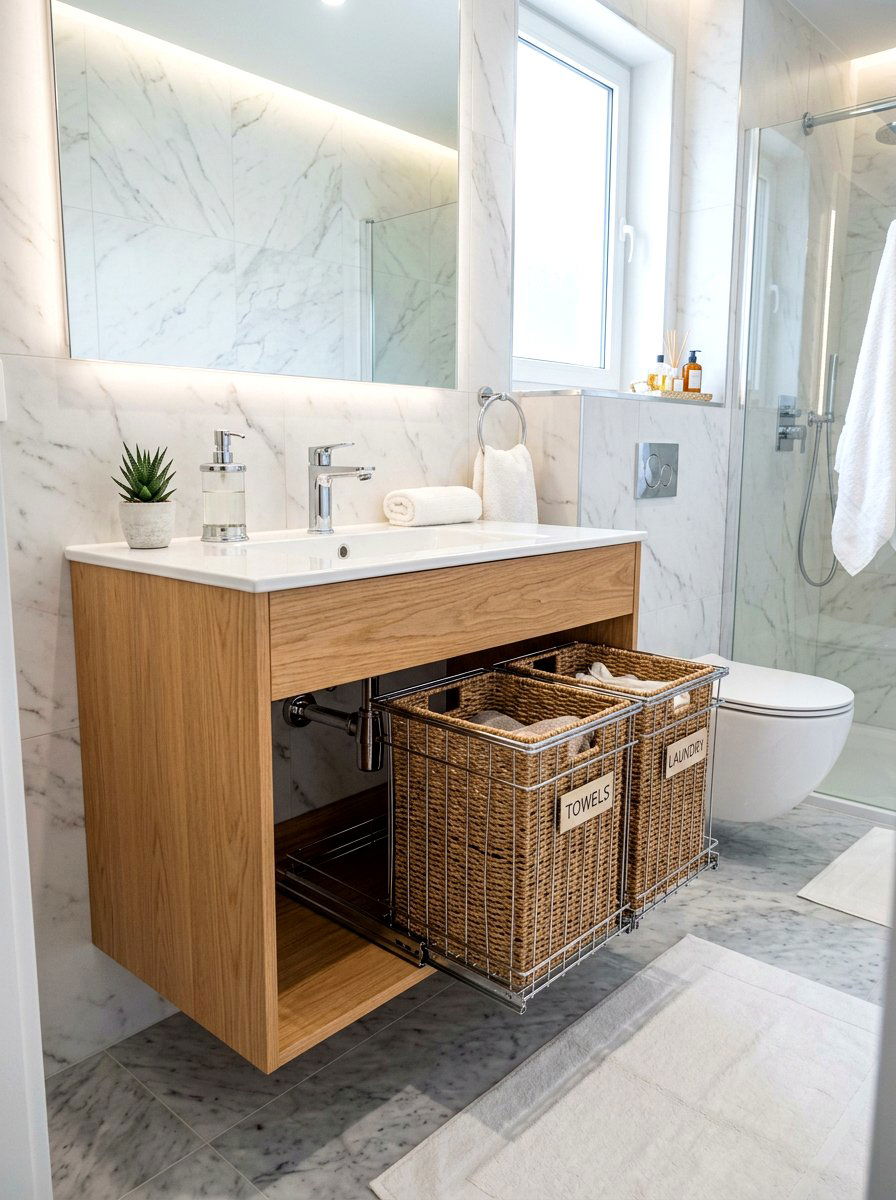 Under Sink Hamper Storage - 30 hidden hamper apartment ideas