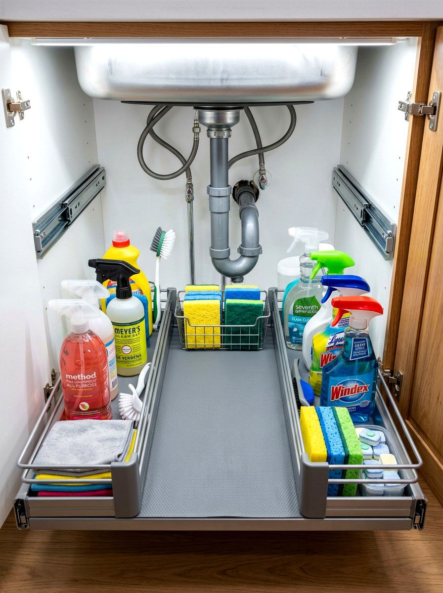 Under Sink Organizer - 30 deep drawer storage ideas