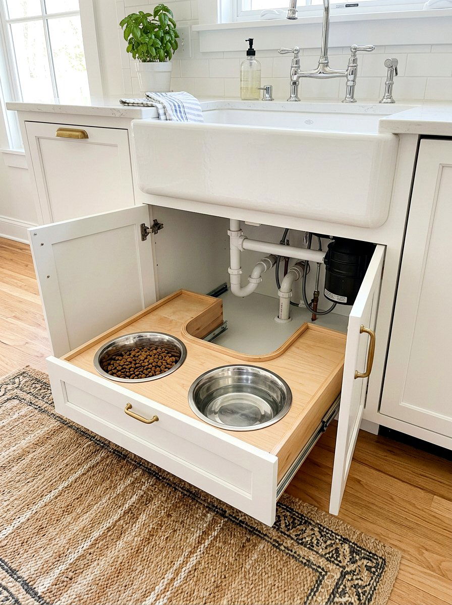 Under Sink Pet Bowl Pull Out - 30 pet feeding drawer ideas aesthetic