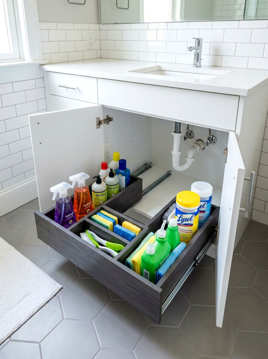 Under Sink Pull Out Cabinet - 30 built in bathroom storage ideas