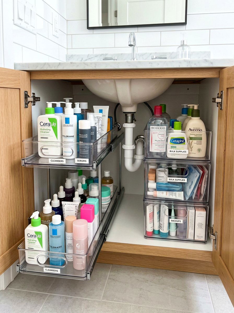 Under Sink Skincare Storage - 30 skincare station ideas