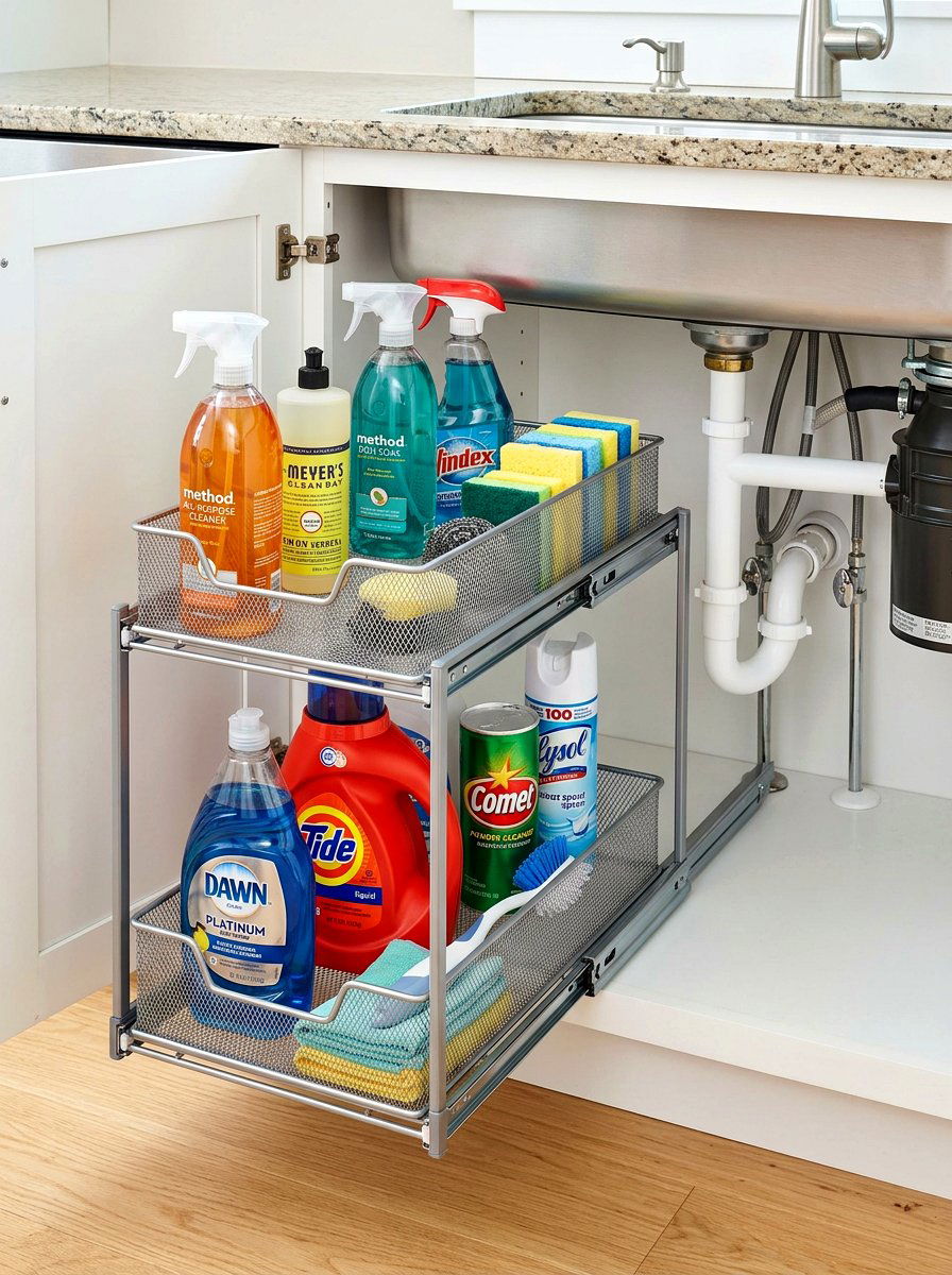 Under Sink Sliding Drawer - 30 micro kitchen storage ideas