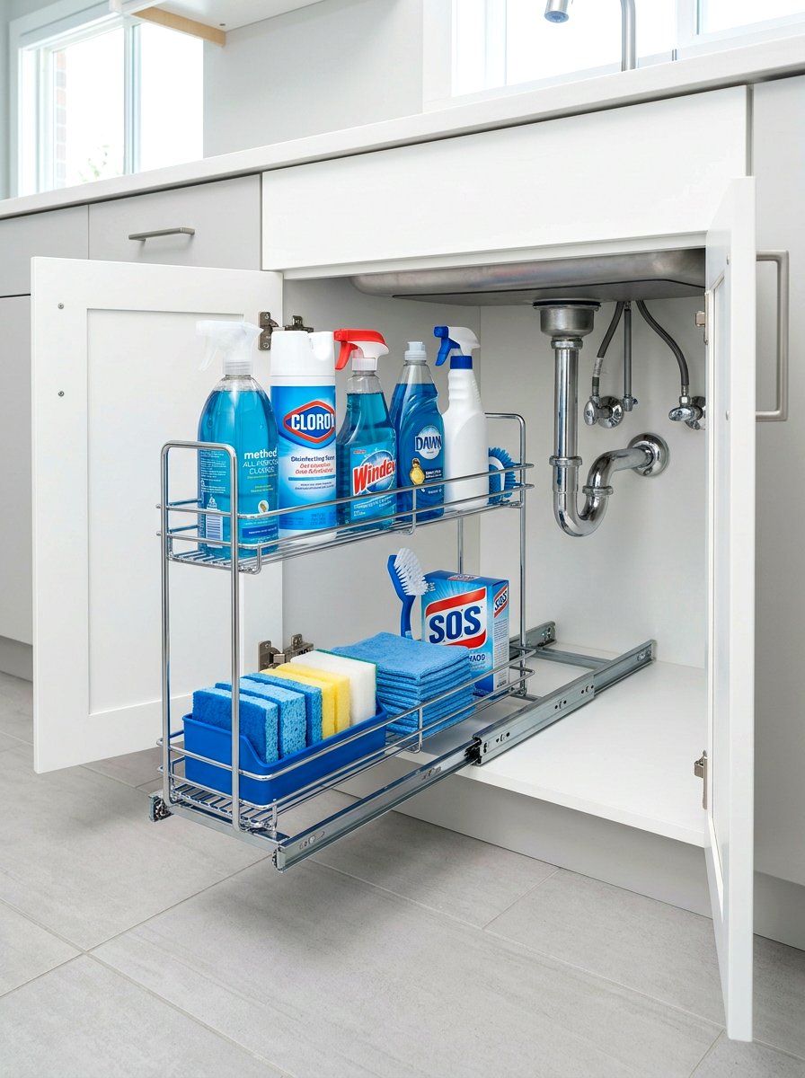 Under Sink Sliding Rack - 30 apartment organization reset ideas