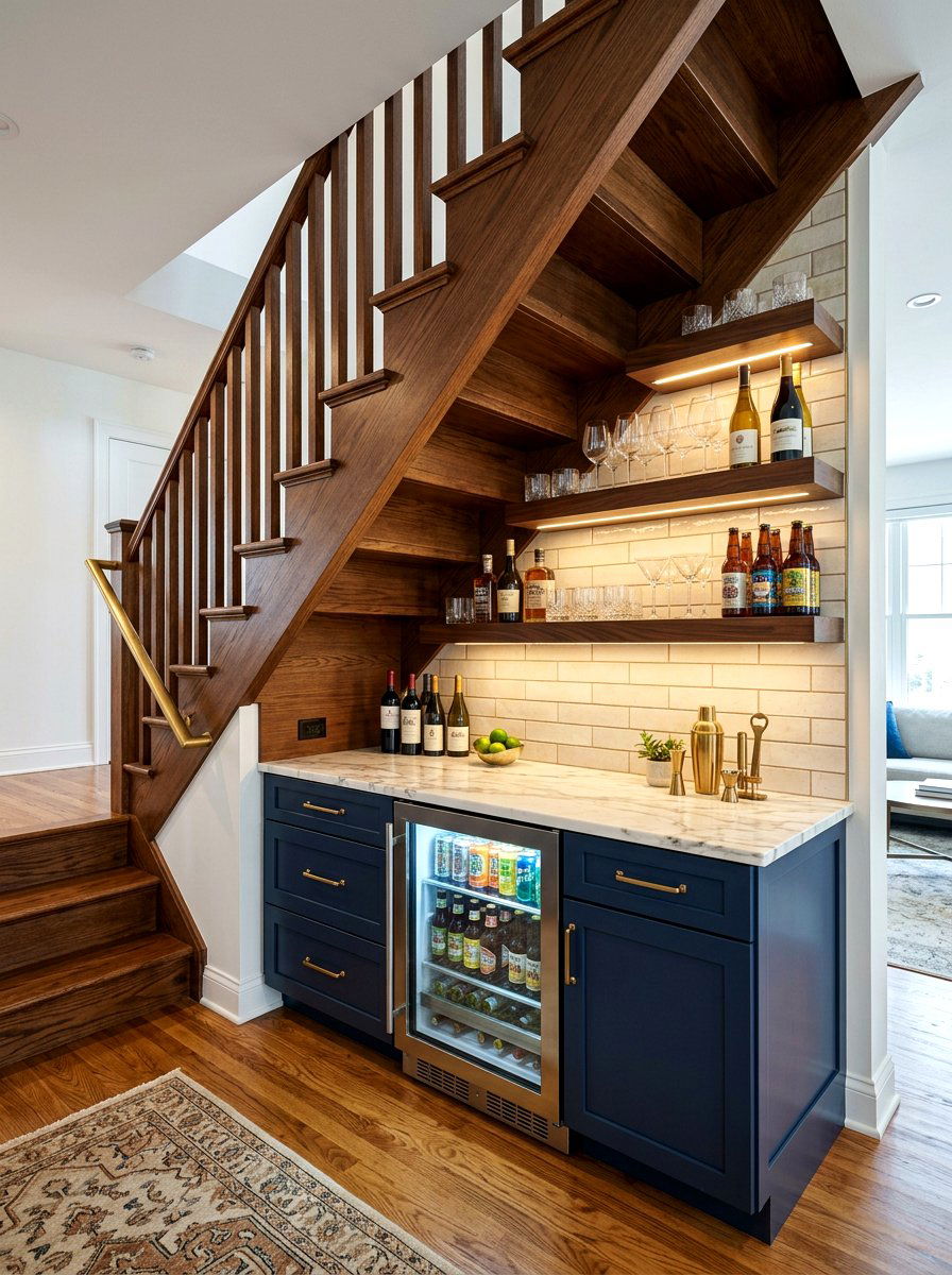 Under Stair Beverage Nook - 30 beverage station ideas
