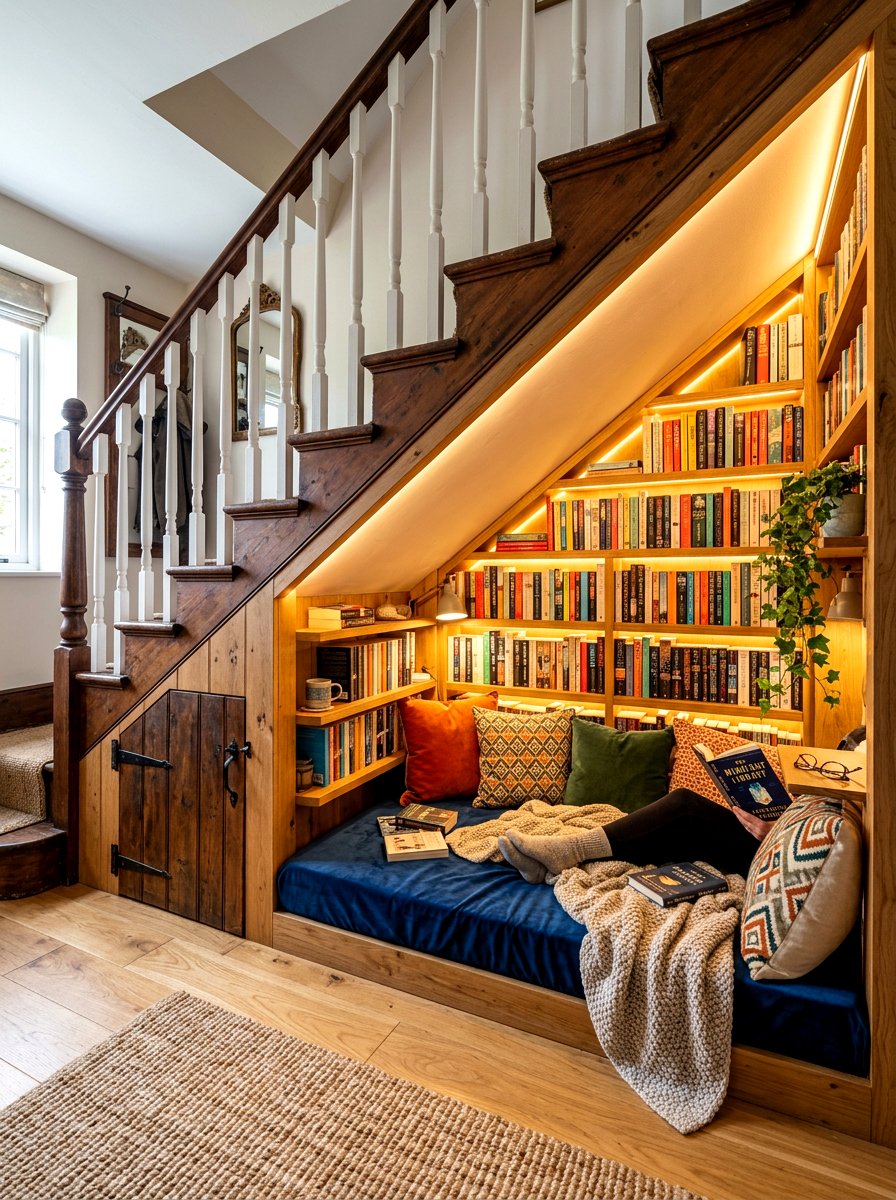 Under Stair Book Nook - 30 kids reading nook ideas
