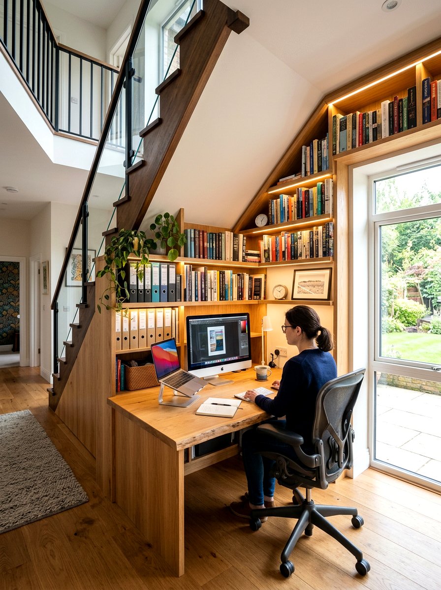 Under Stair Home Office Library Shelves - 30 under staircase bookshelf ideas