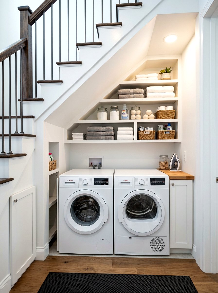 Under Stair Laundry Room - 30 side by side laundry ideas