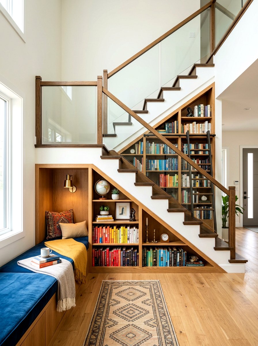 Under Stair Shelving - 30 staircase decor ideas