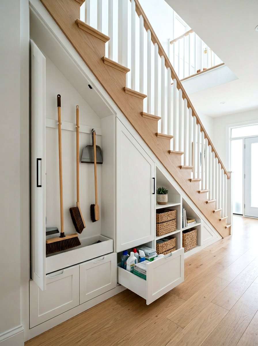 Under Stair Storage - 30 mop broom storage ideas