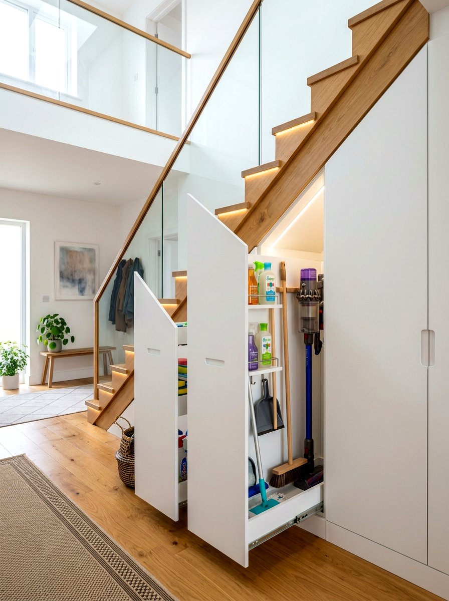 Under Stairs Broom Storage Unit - 30 tall broom cabinet ideas