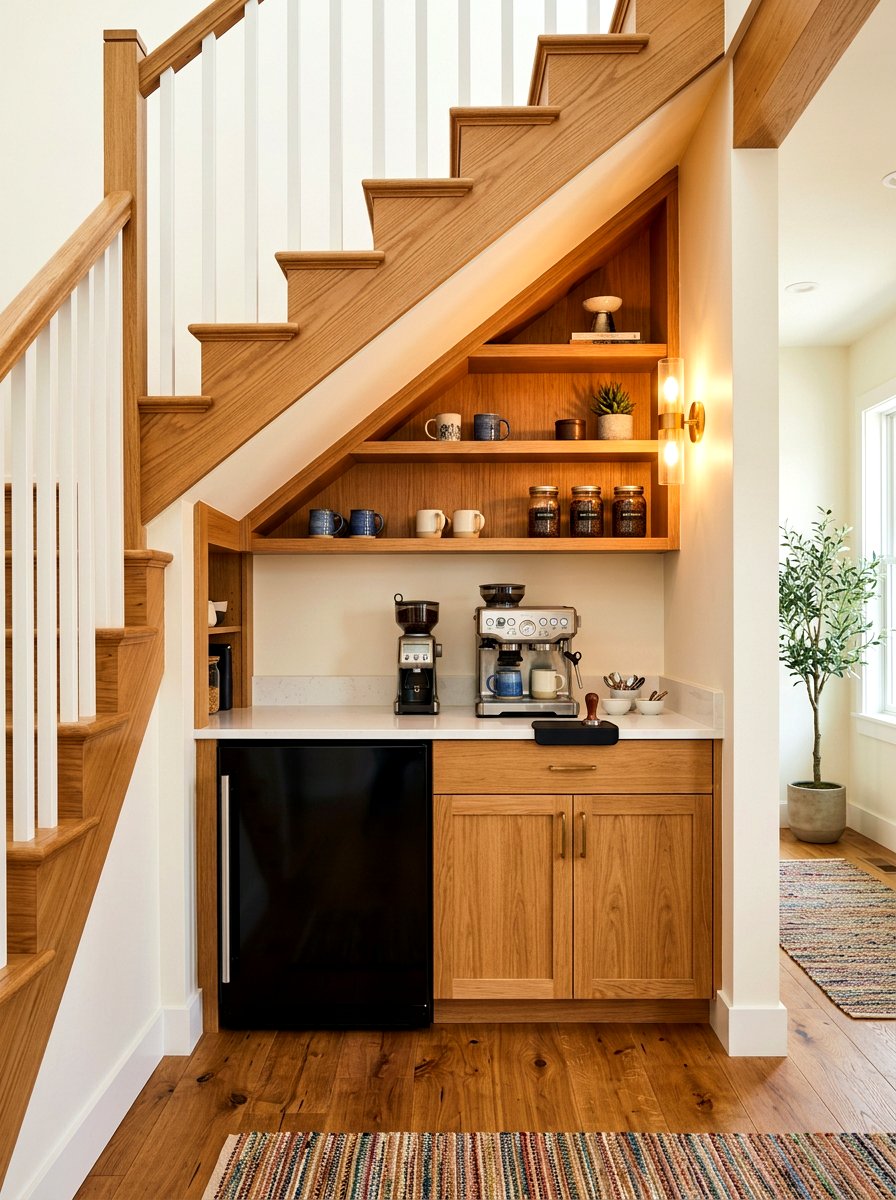 Under Stairs Coffee Nook - 30 coffee nook ideas