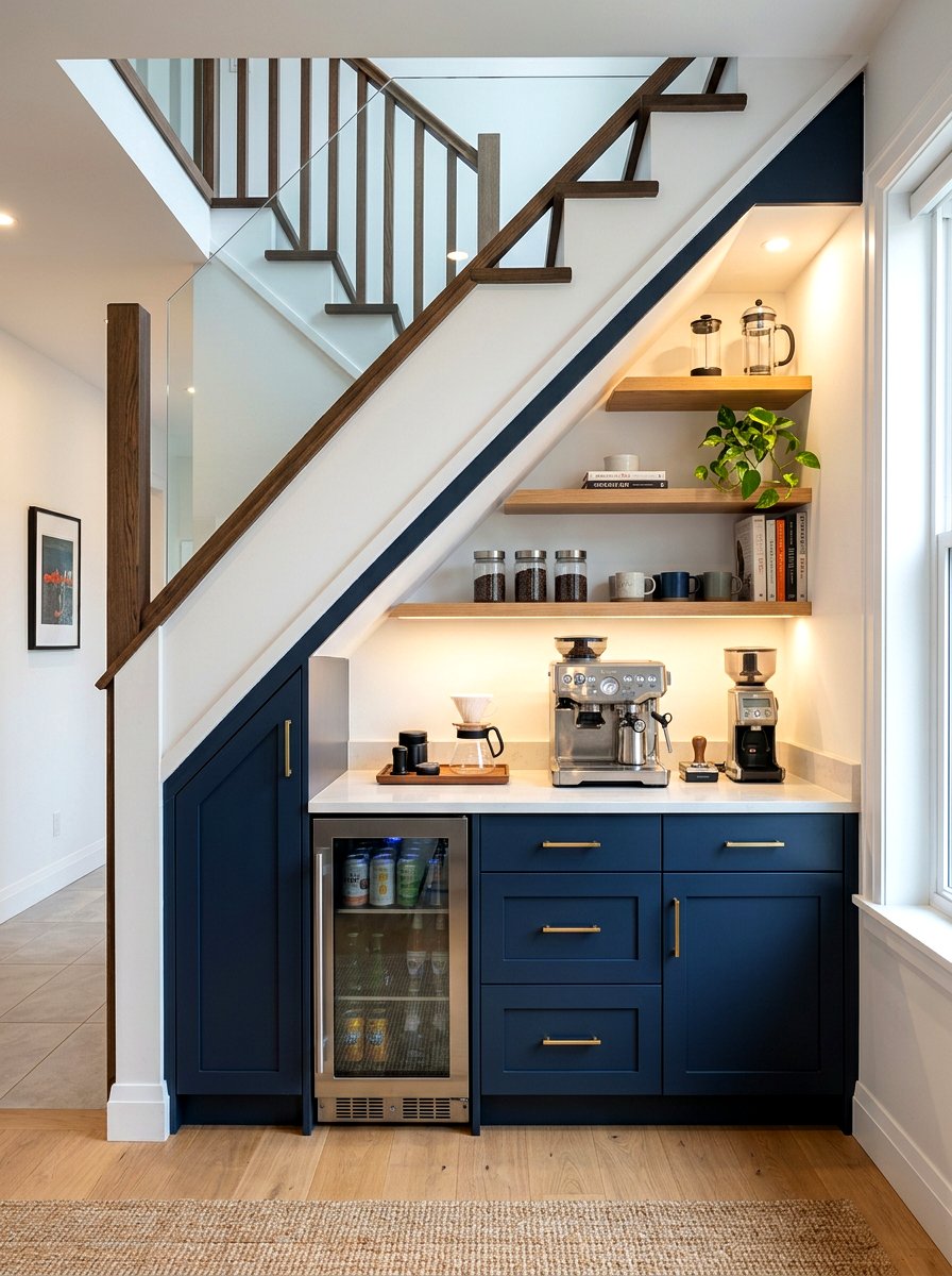 Under Stairs Coffee Station - 30 kitchen coffee bar ideas