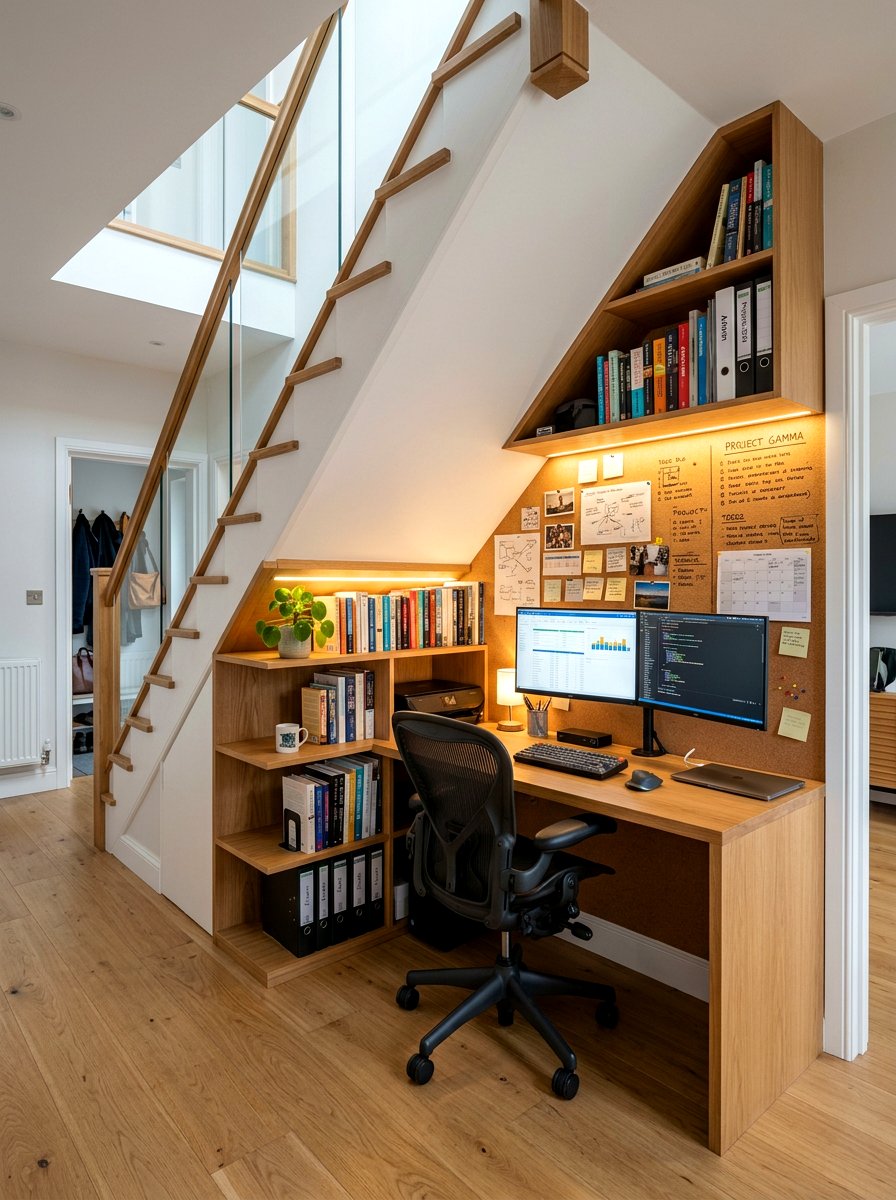 Under Stairs Command Post - 30 family command center ideas