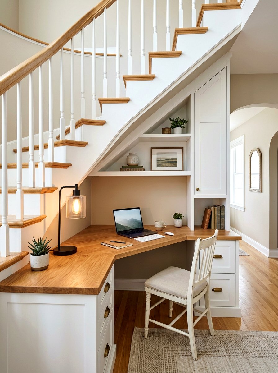 Under Stairs Desk - 30 writing desk nook ideas