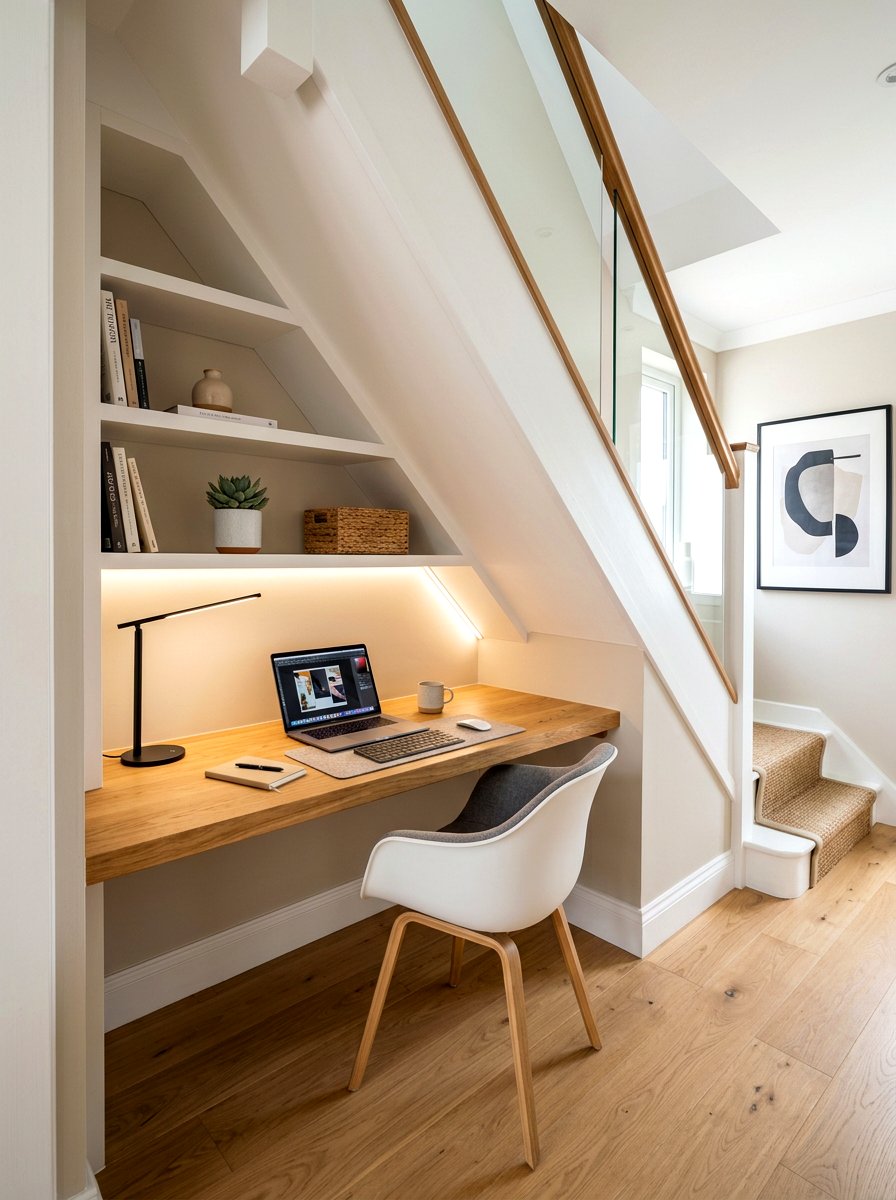 Under Stairs Desk - 30 study hall nook ideas
