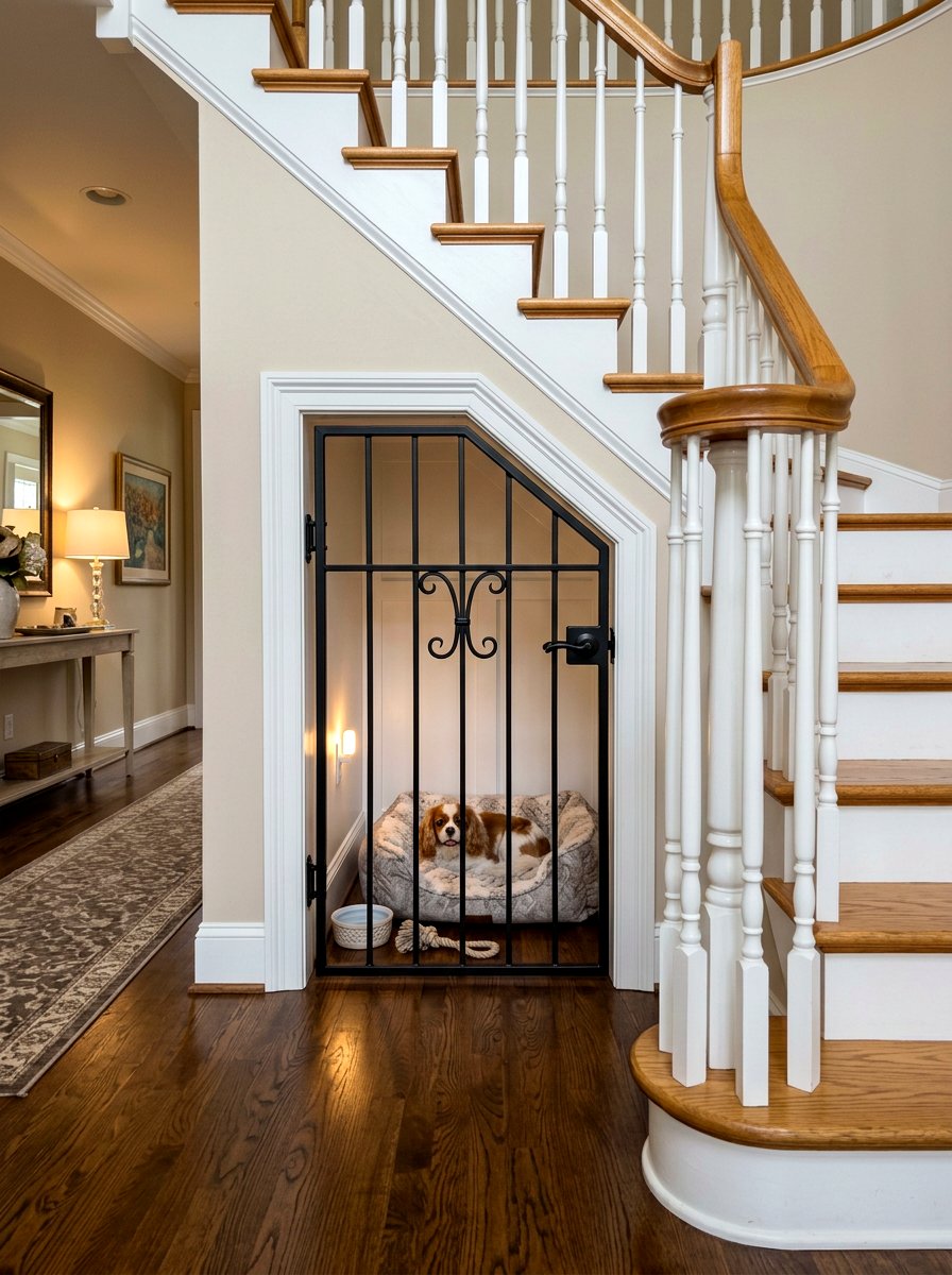 Under Stairs Dog House - 30 built in dog crate ideas