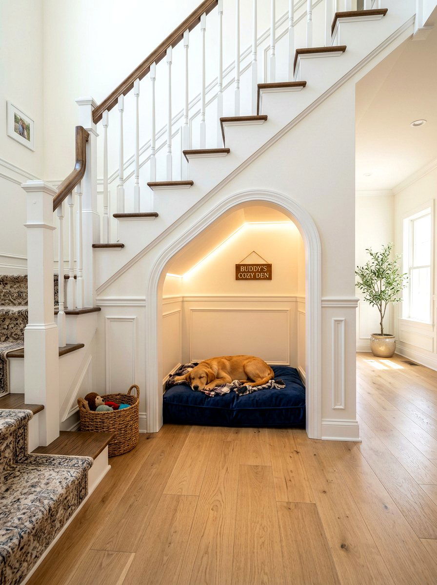 Under Stairs Dog Nook - 30 stylish pet storage ideas