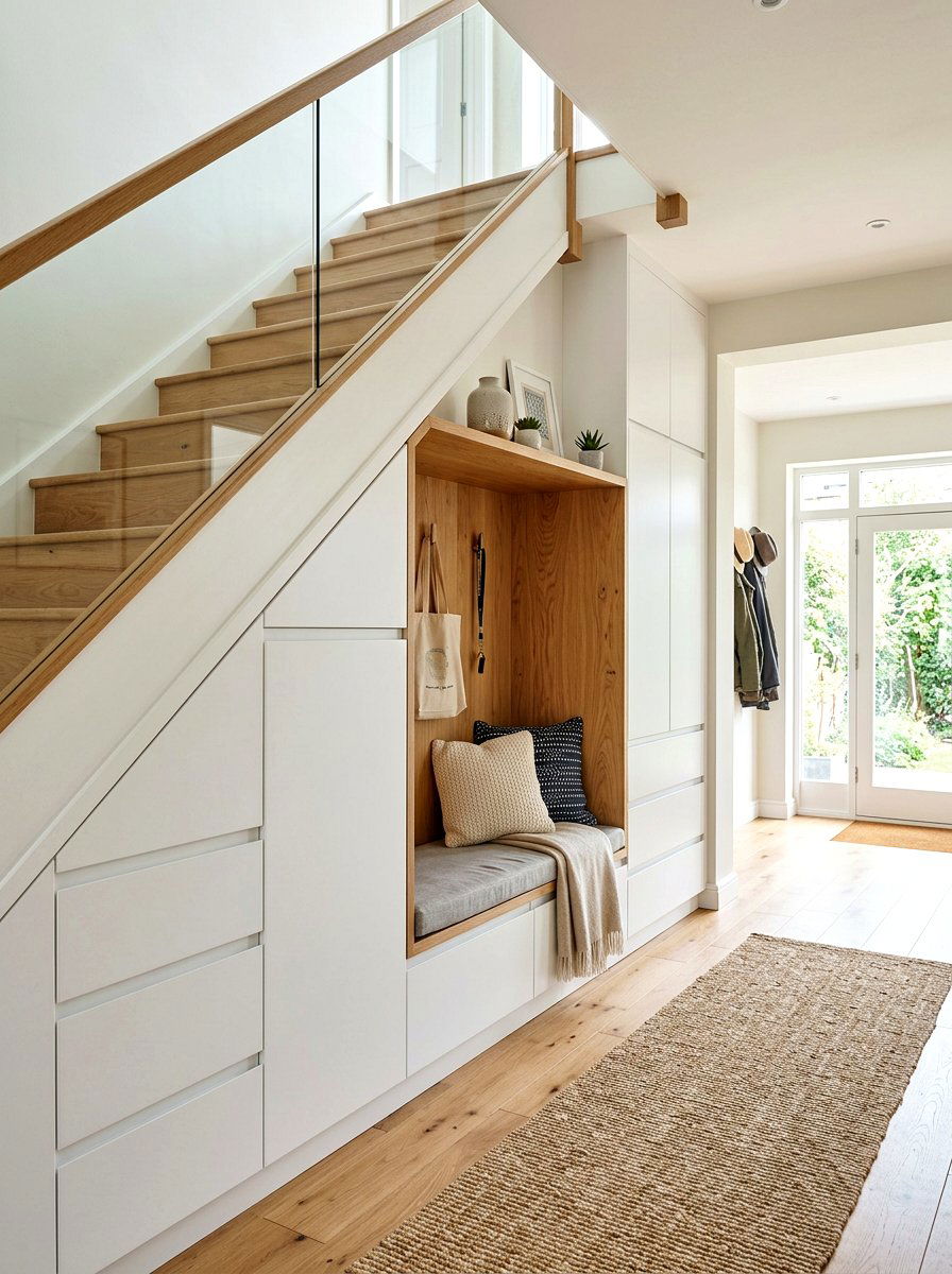 Under Stairs Entry Storage - 30 entry alcove ideas