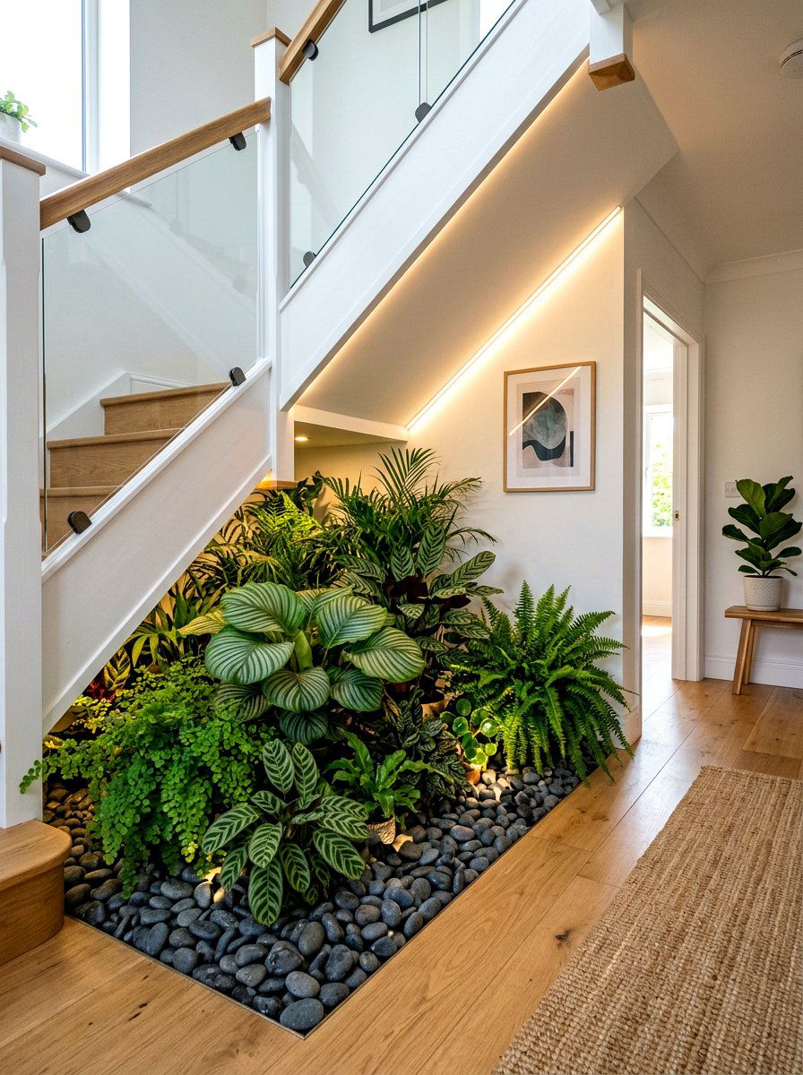 Under Stairs Garden - 30 staircase plant corner ideas