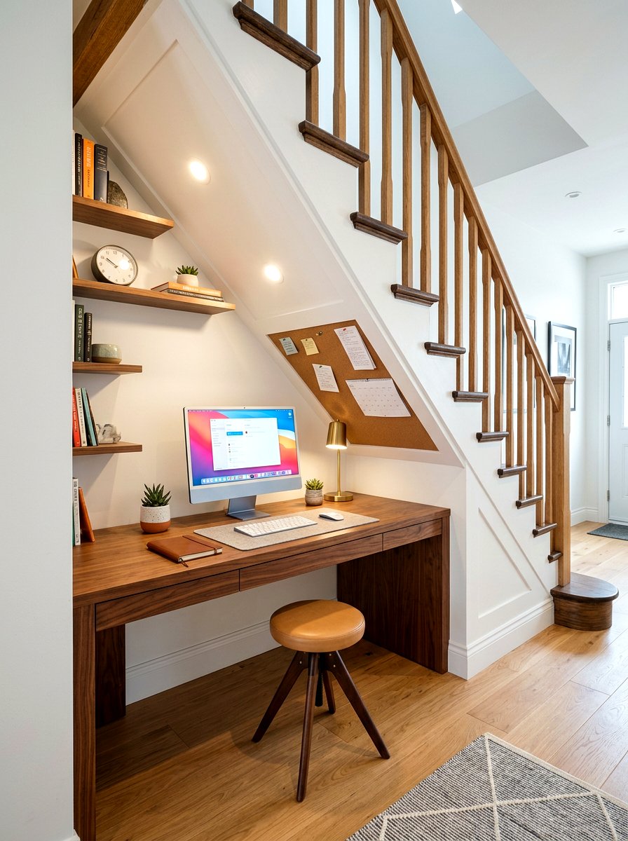 Under Stairs Home Office - 30 minimalist home office ideas