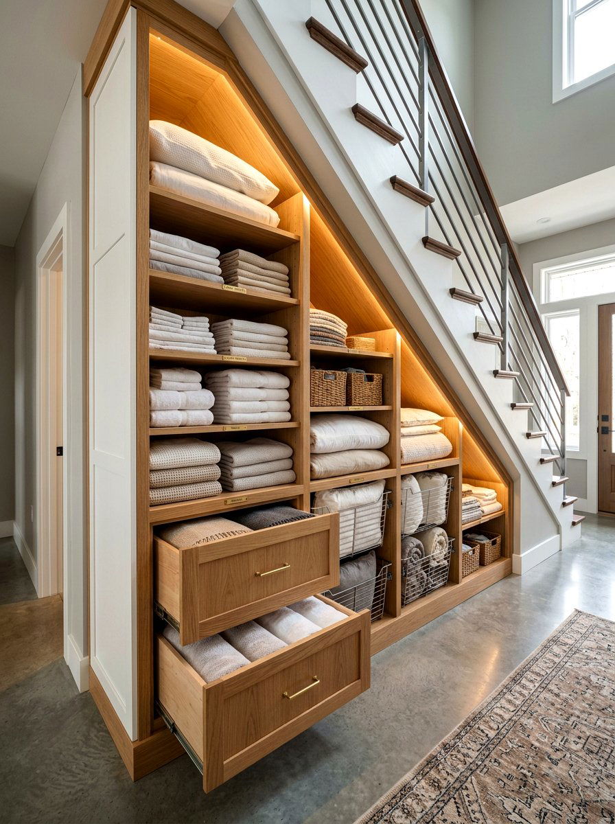 Under Stairs Linen Closet - 30 organizing a linen closet ideas