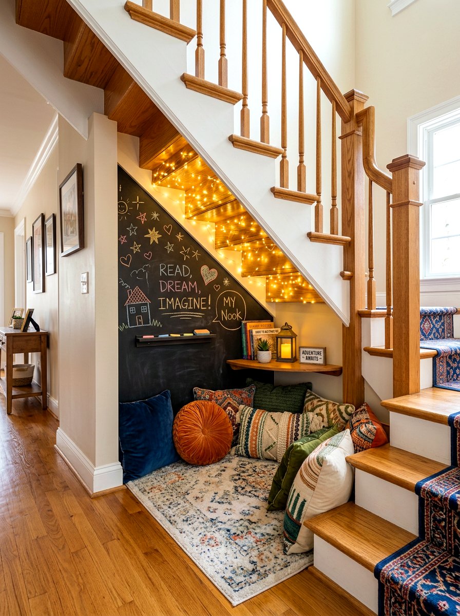 Under Stairs Nook - 30 chalkboard wall ideas
