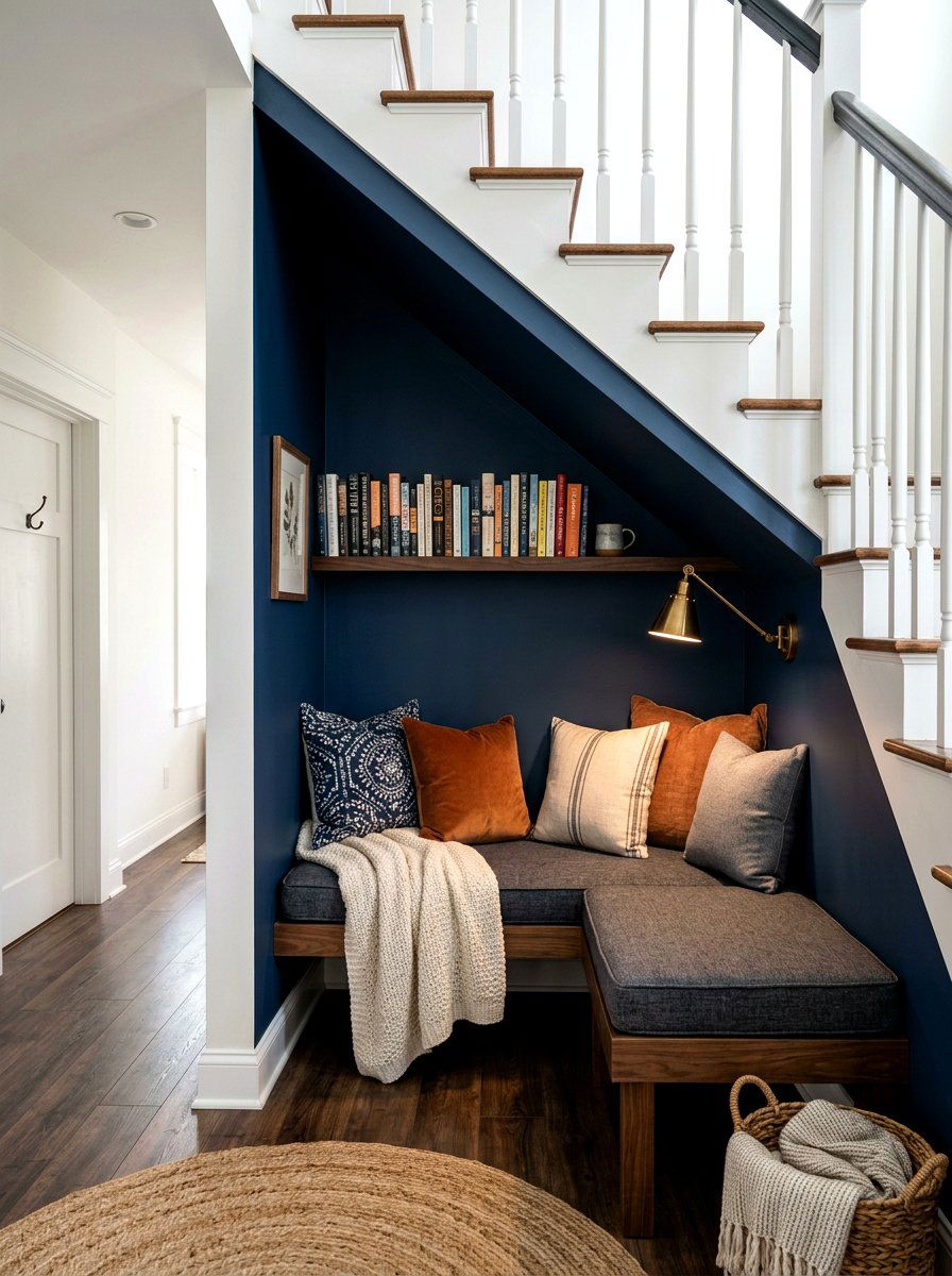 Under Stairs Nook - 30 wellness nook ideas