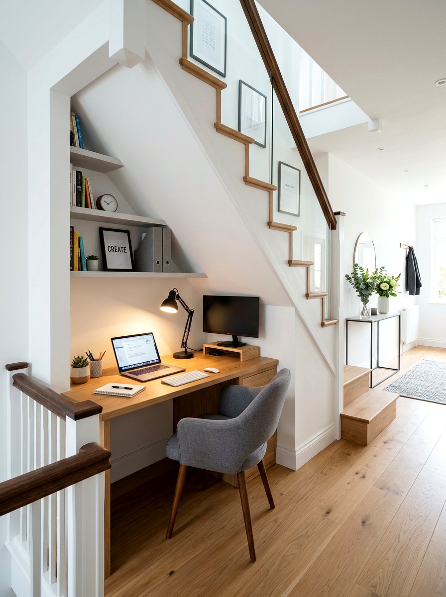 Under Stairs Office - 30 cozy office ideas