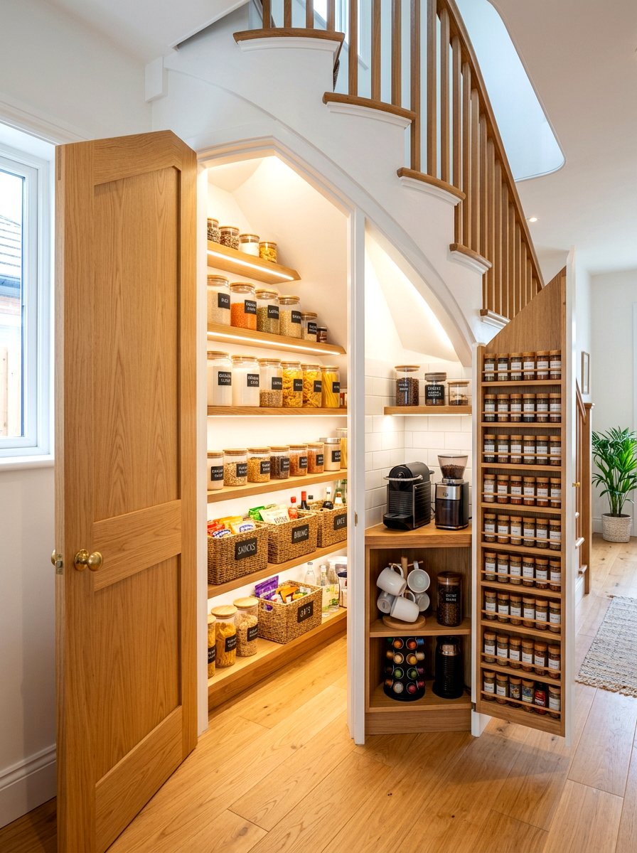 Under Stairs Pantry - 30 English pantry kitchen ideas