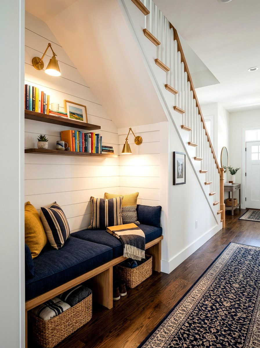 Under Stairs Reading Nook - 30 reading den ideas