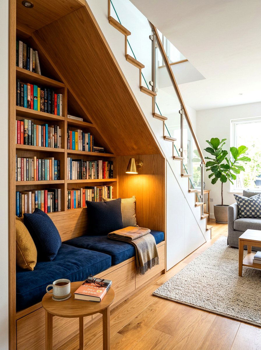 Under Stairs Reading Sanctuary - 30 reading salon living room ideas