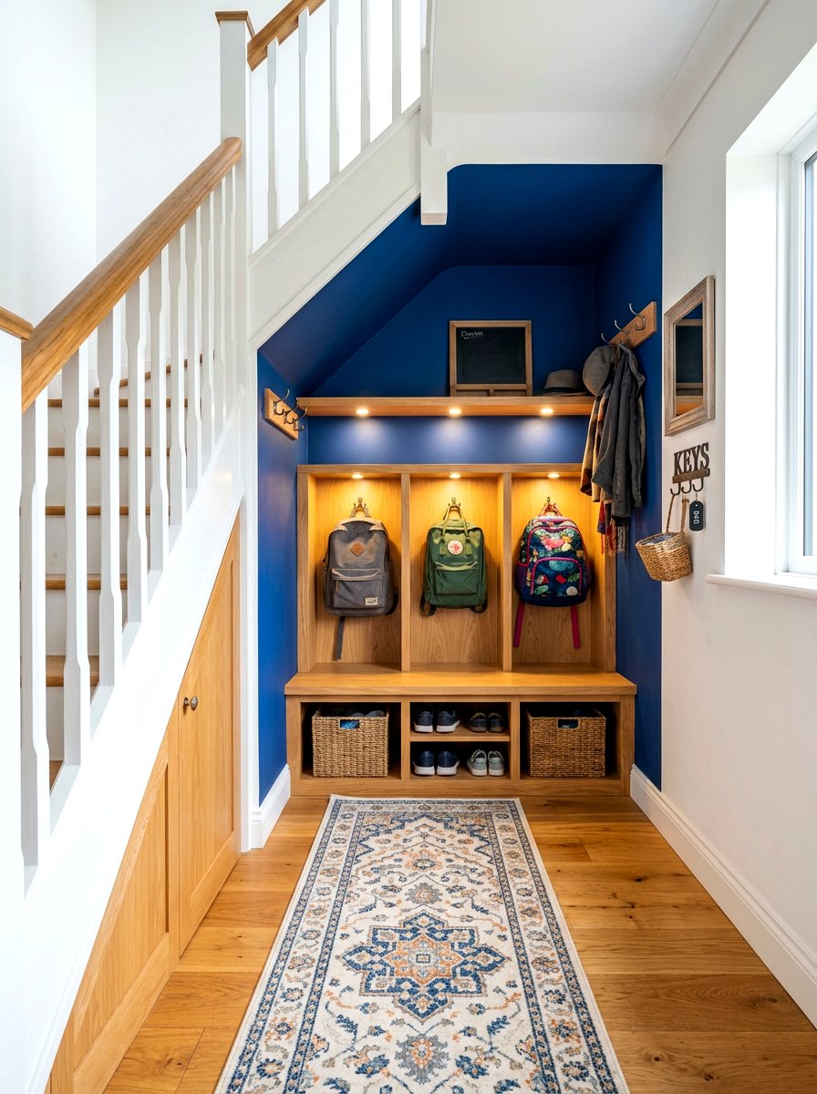 Under Stairs Storage - 30 backpack drop zone ideas