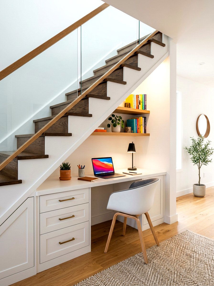 Under Stairs Storage Desk - 30 multipurpose room ideas