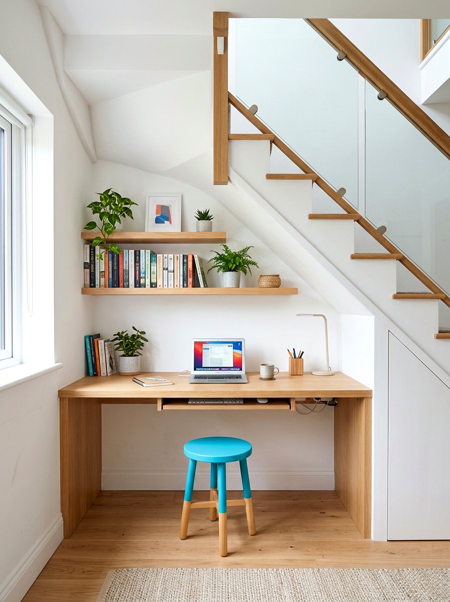 Under Stairs Study Space - 30 study room ideas
