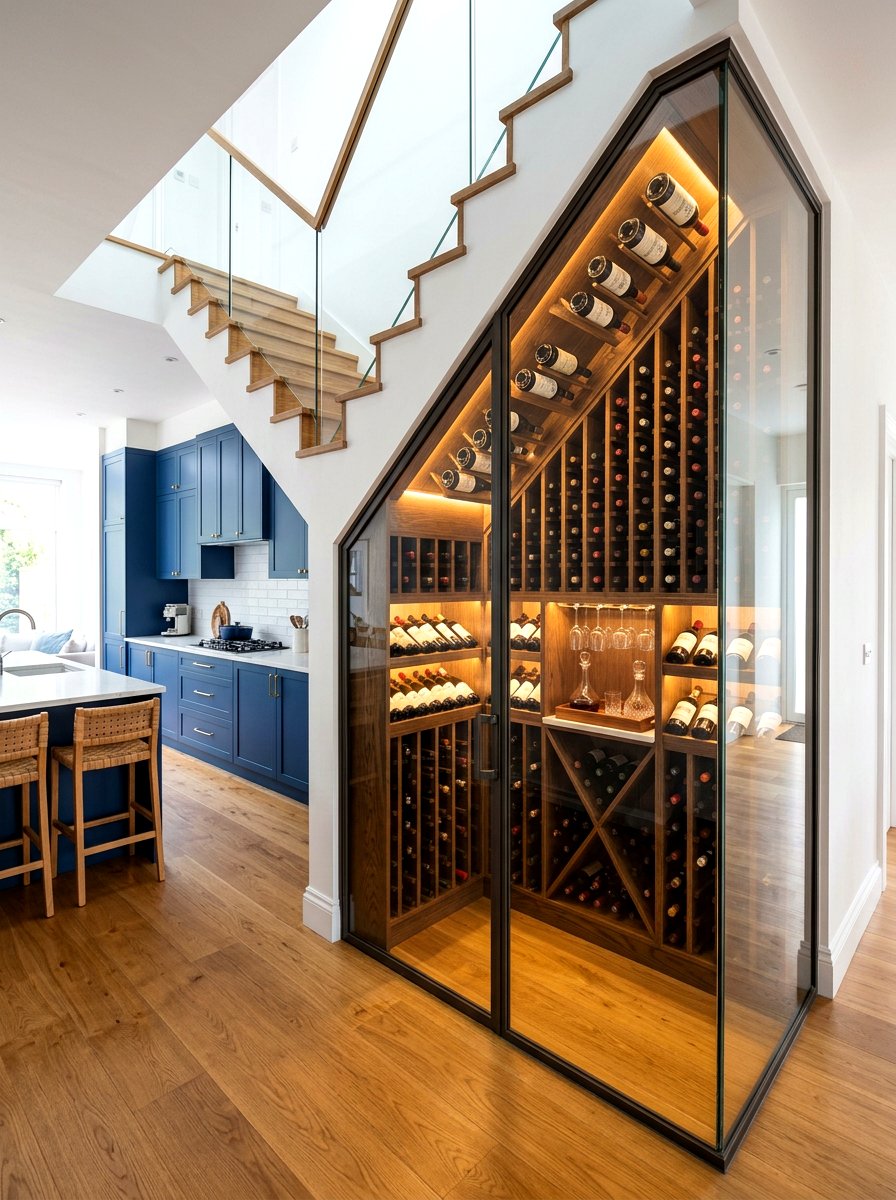 Under Stairs Wine Nook - 30 wine storage kitchen ideas