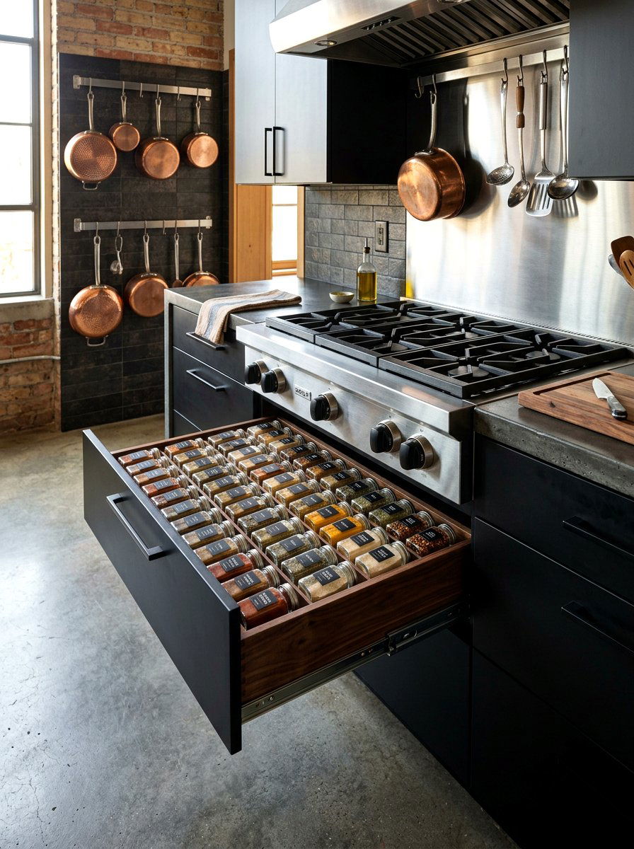 Under Stove Spice Storage Slider - 30 pull out spice rack ideas