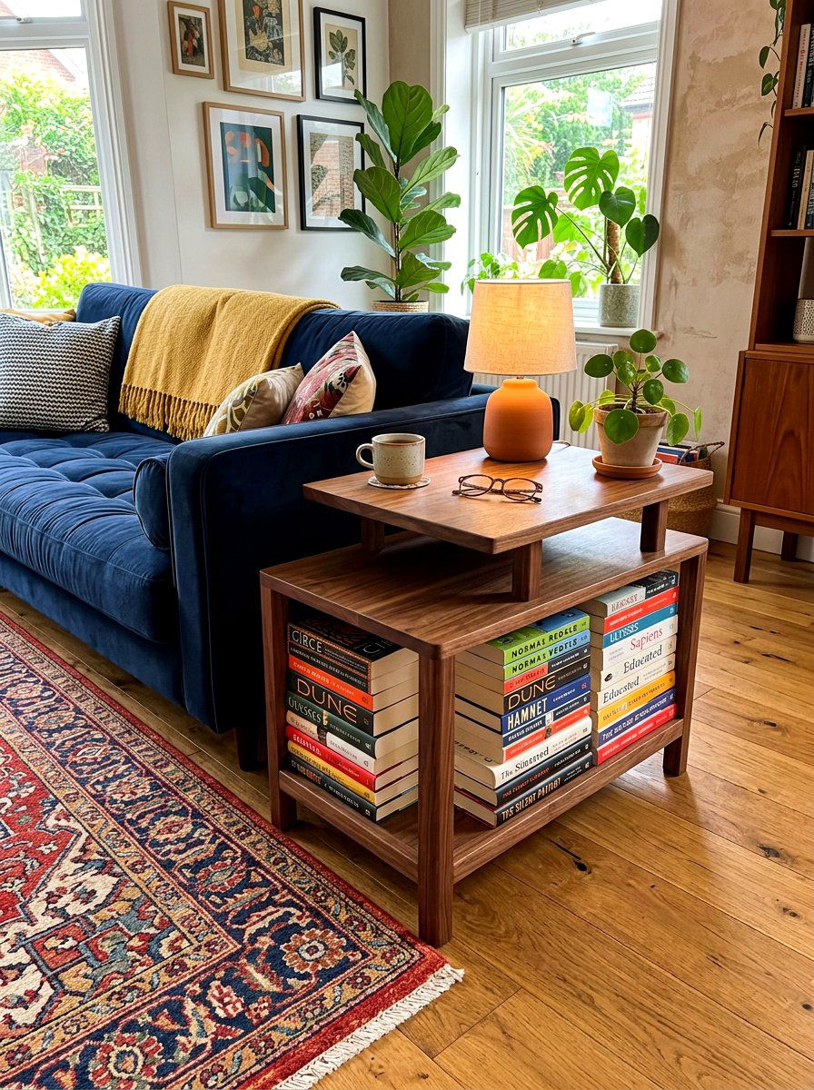 Under Table Book Storage - 30 stacked books decor ideas
