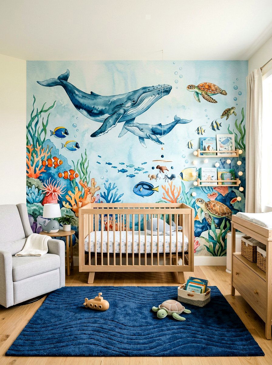 Under The Sea Theme - 30 nursery accent wall ideas