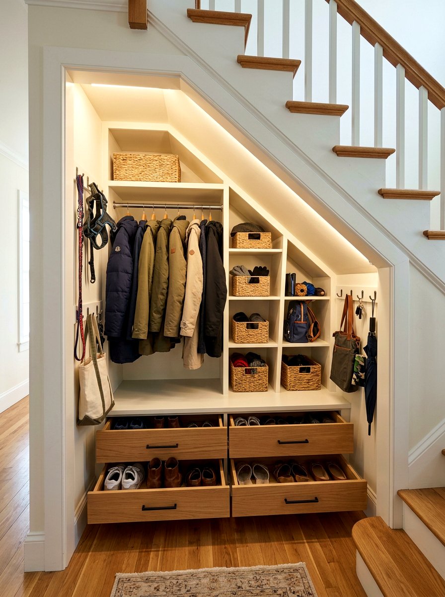 Under The Stairs Coat Closet - 30 coat closet organization ideas