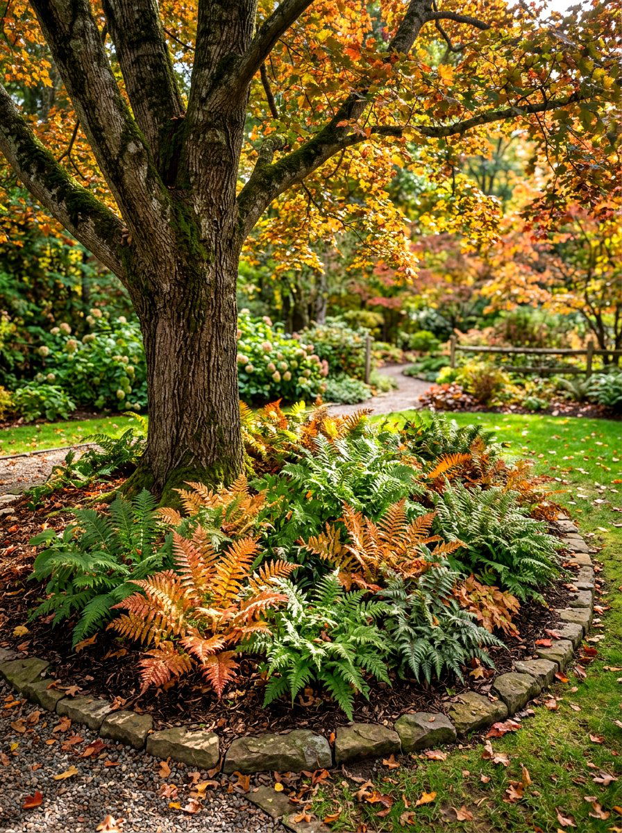 Under Tree Fern Bed - 30 fern garden ideas