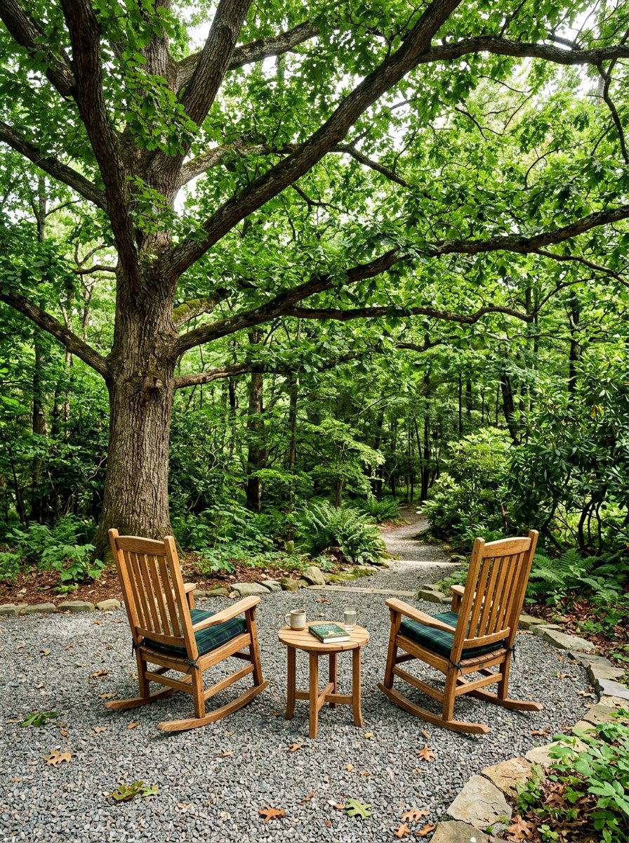 Under Tree Seating - 30 pea gravel patio ideas