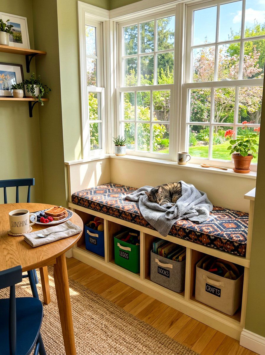 Under Window Wall Bench Storage - 30 pet toy wall storage ideas