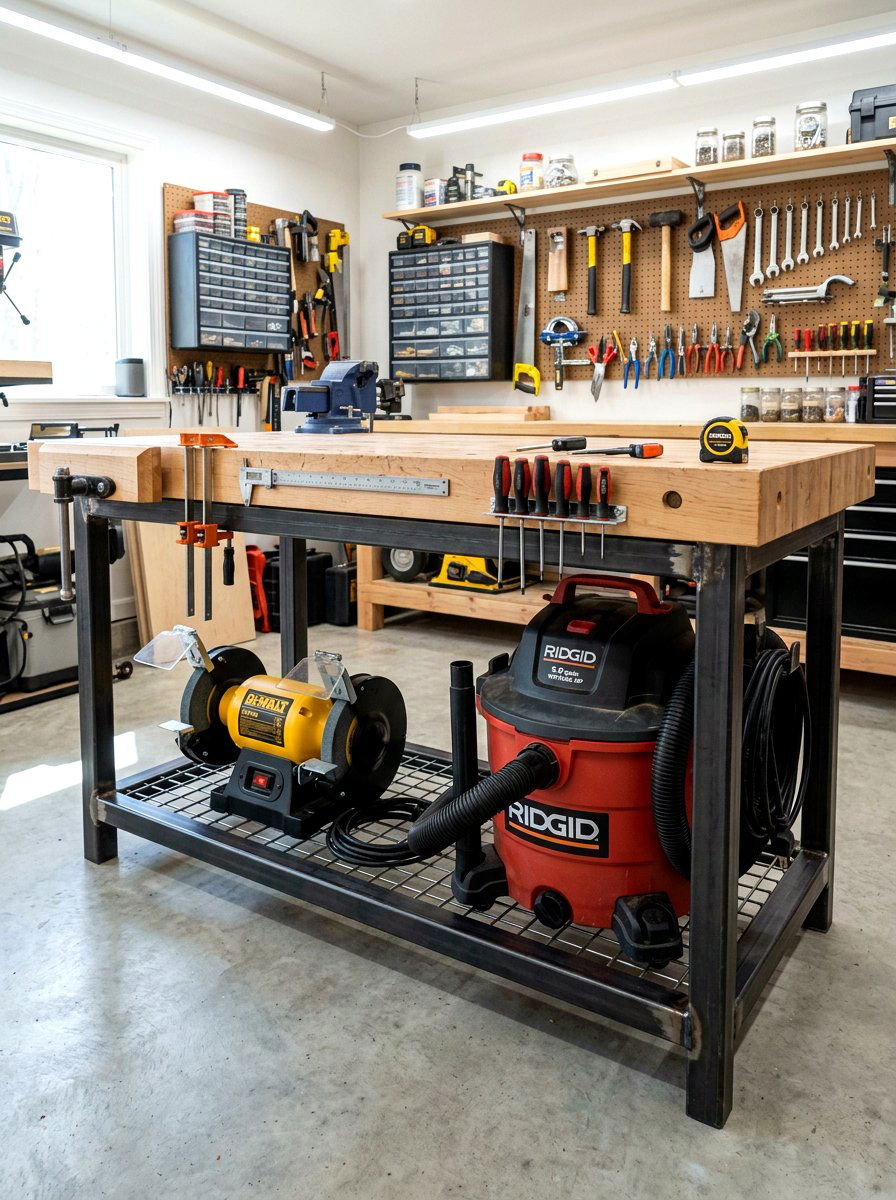 Under Workbench Shelf - 30 power tool storage ideas