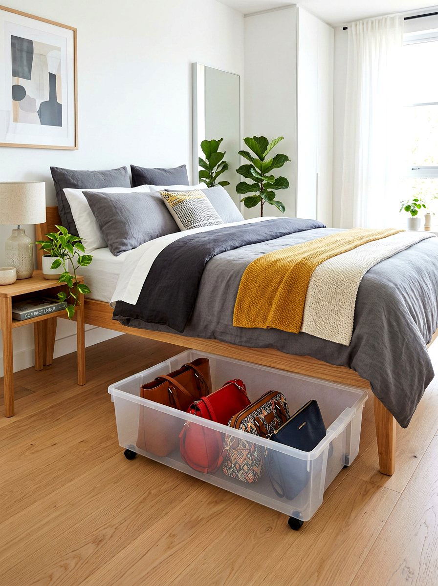 Under bed bin - 30 handbag storage ideas