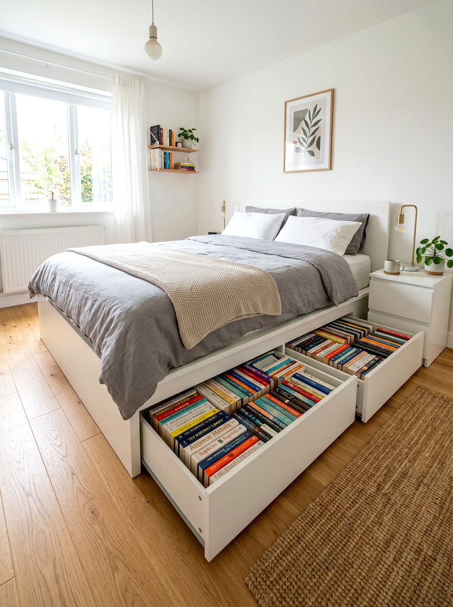 Under bed book drawers - 30 book lover teen room ideas