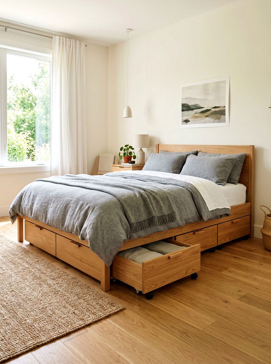 Under bed rolling drawers - 30 bedding storage ideas