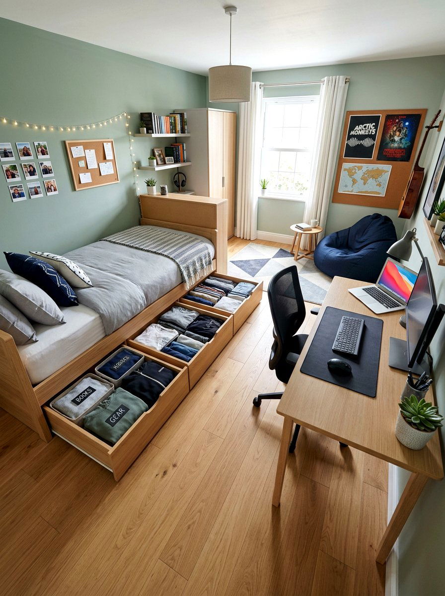 Under bed storage - 30 teen hangout room ideas